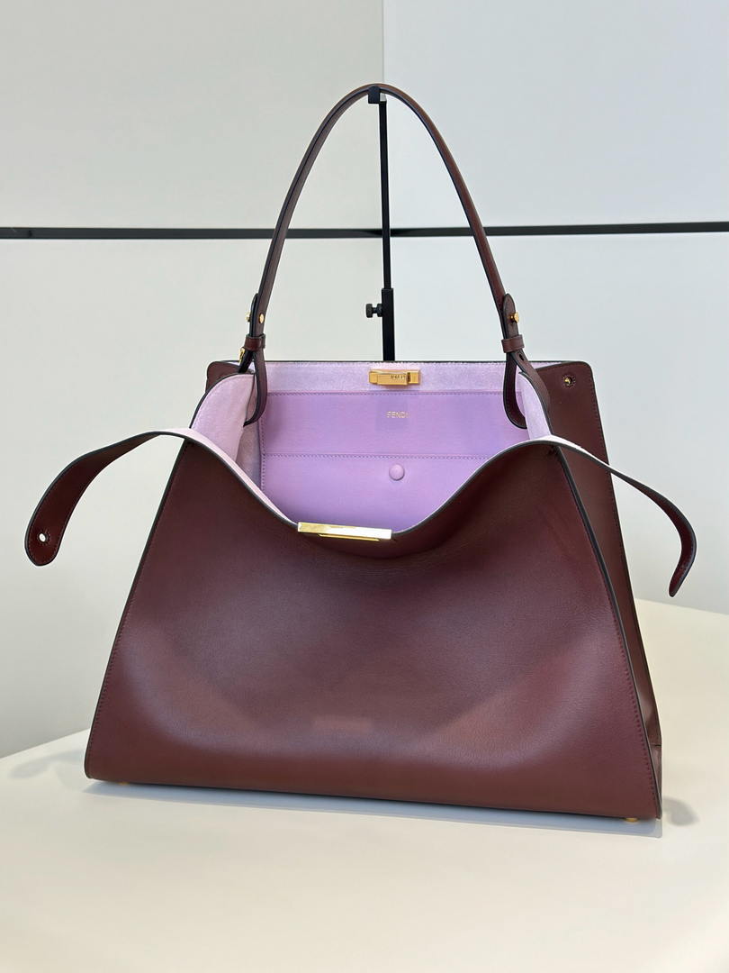 Fendi 8BN369 Fendi Way Large Dark brown leather and violet suede bag