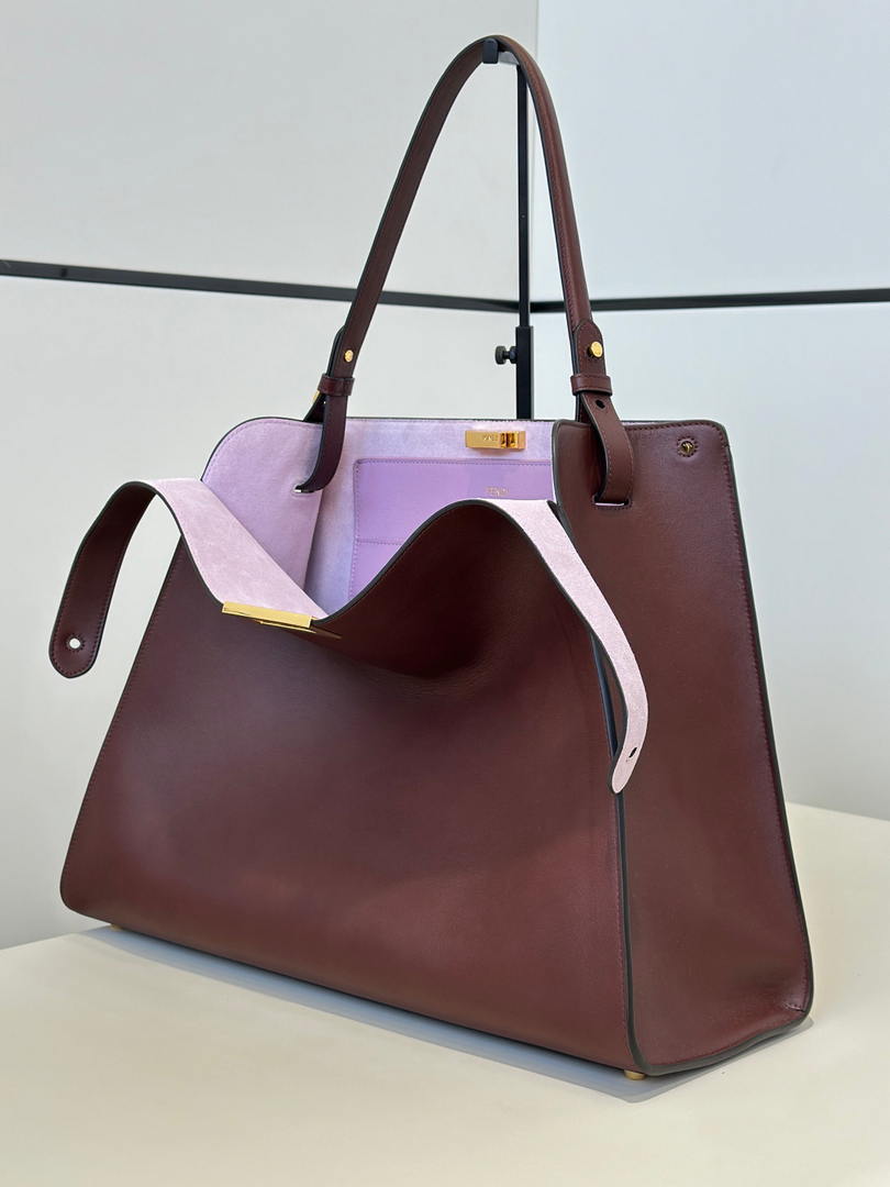 Fendi 8BN369 Fendi Way Large Dark brown leather and violet suede bag