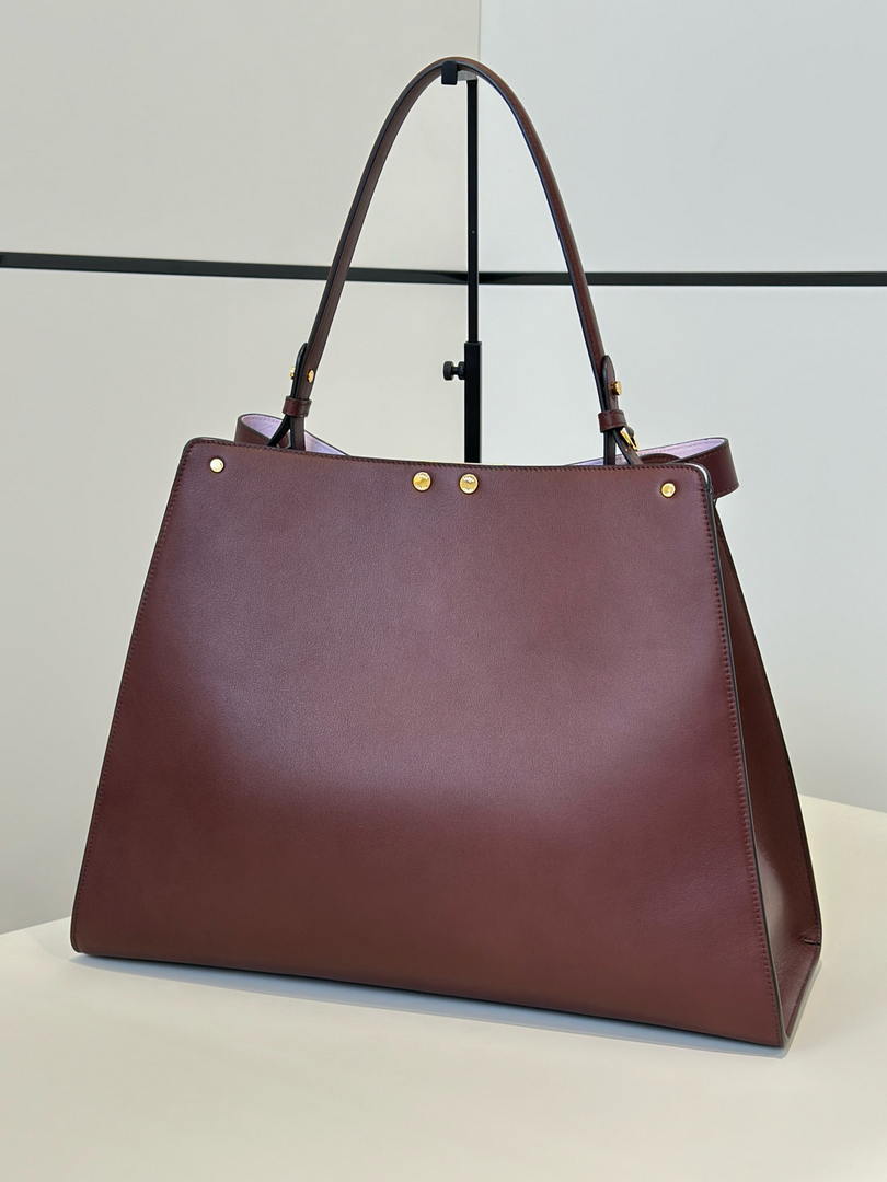 Fendi 8BN369 Fendi Way Large Dark brown leather and violet suede bag
