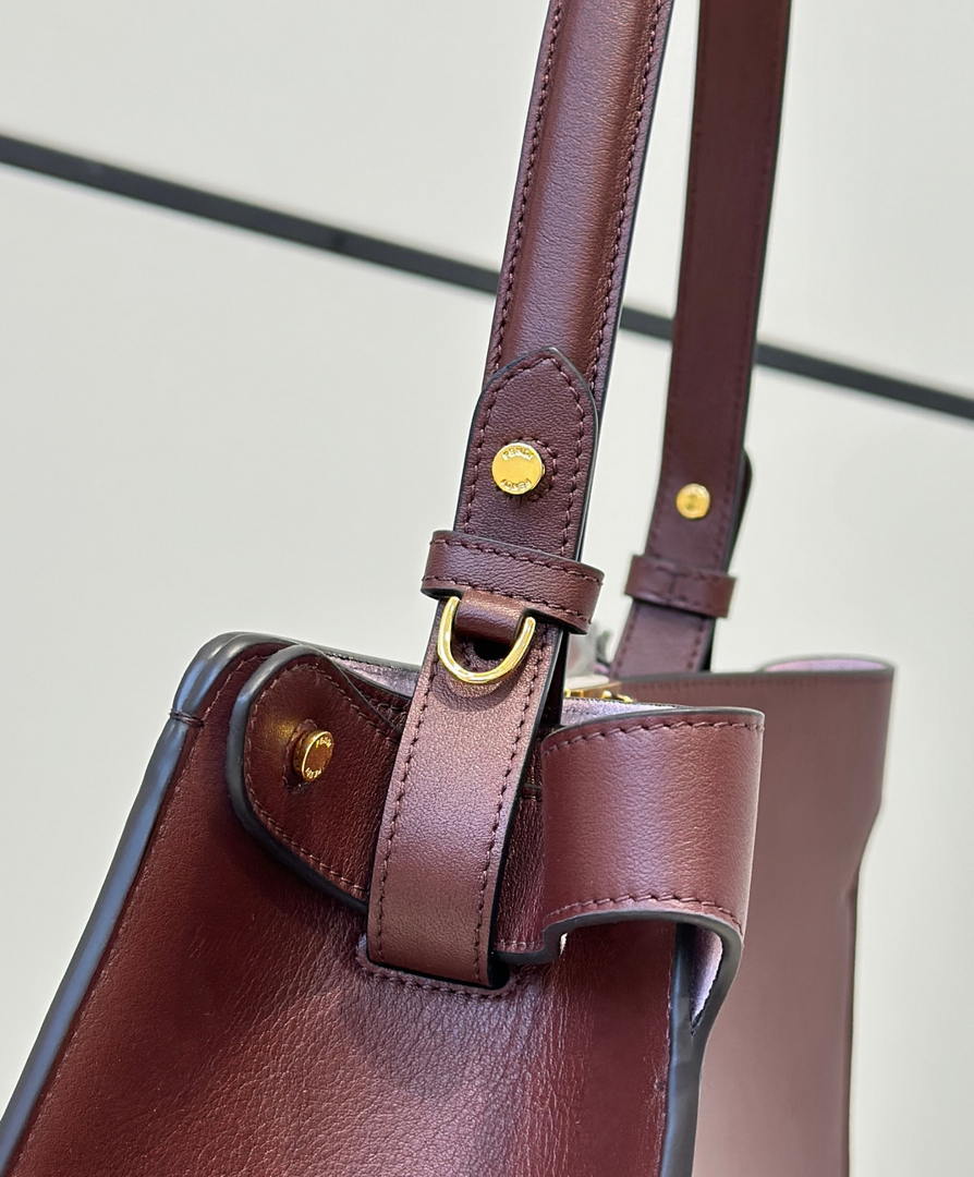 Fendi 8BN369 Fendi Way Large Dark brown leather and violet suede bag