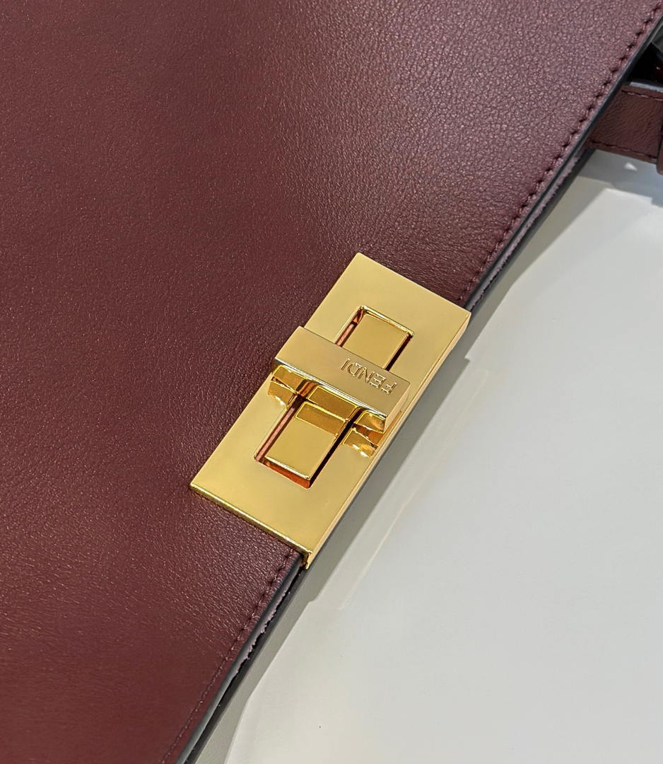 Fendi 8BN369 Fendi Way Large Dark brown leather and violet suede bag