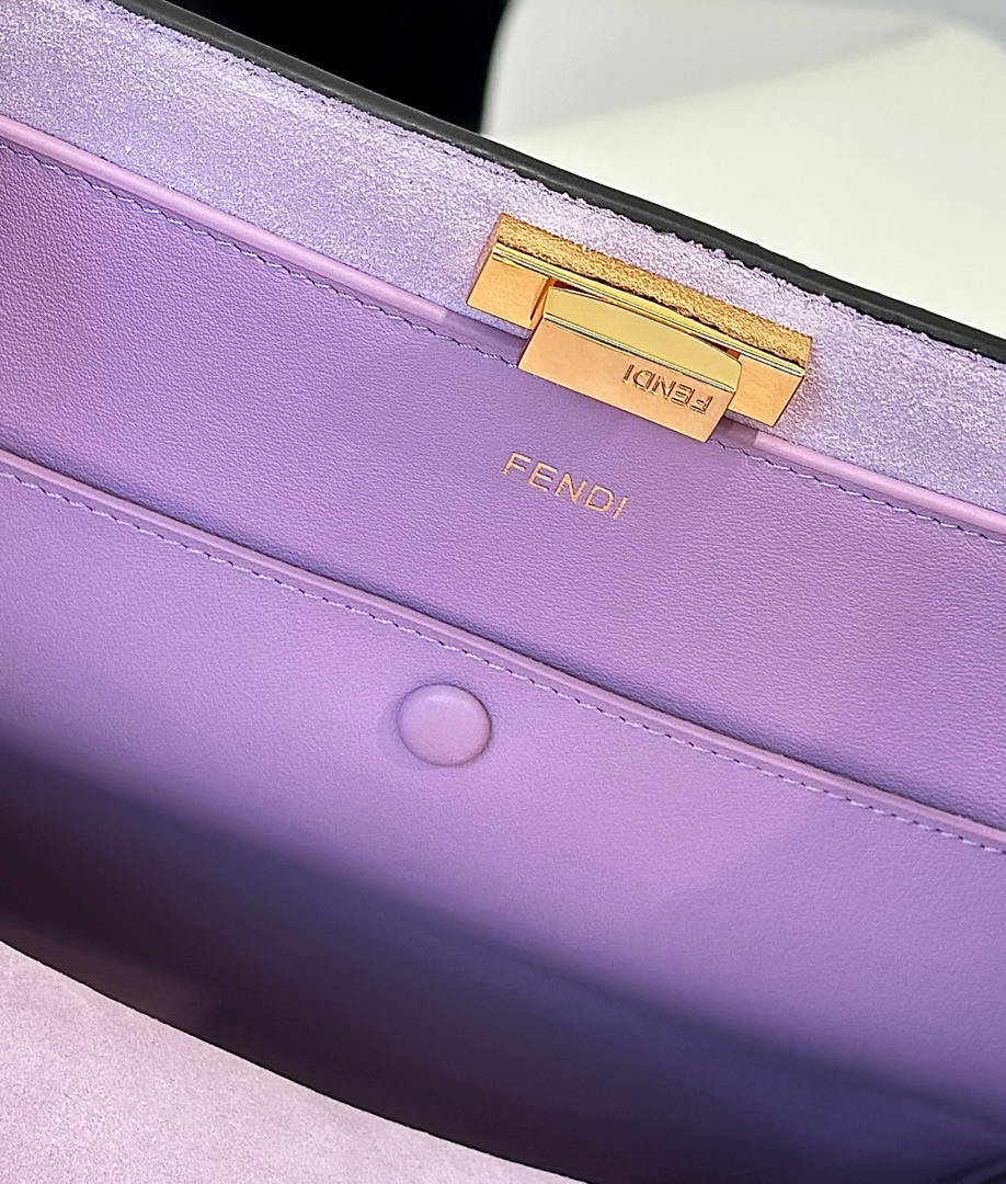 Fendi 8BN369 Fendi Way Large Dark brown leather and violet suede bag