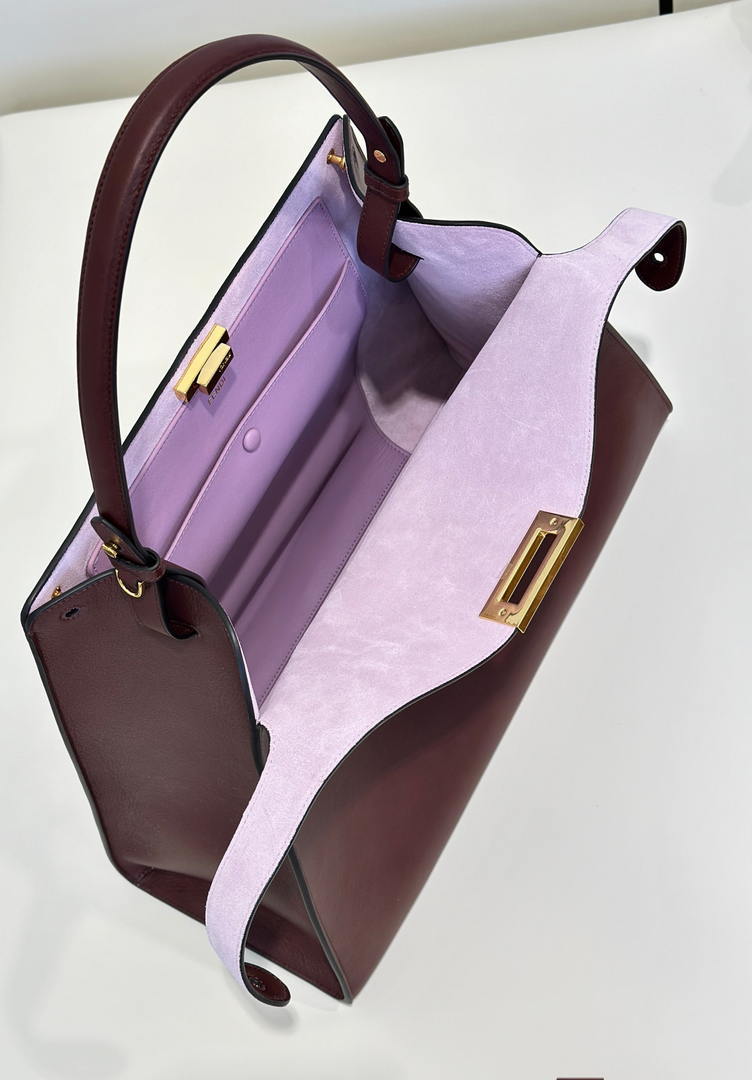 Fendi 8BN369 Fendi Way Large Dark brown leather and violet suede bag