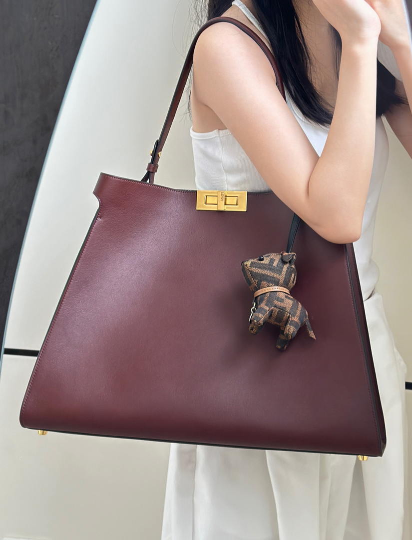 Fendi 8BN369 Fendi Way Large Dark brown leather and violet suede bag