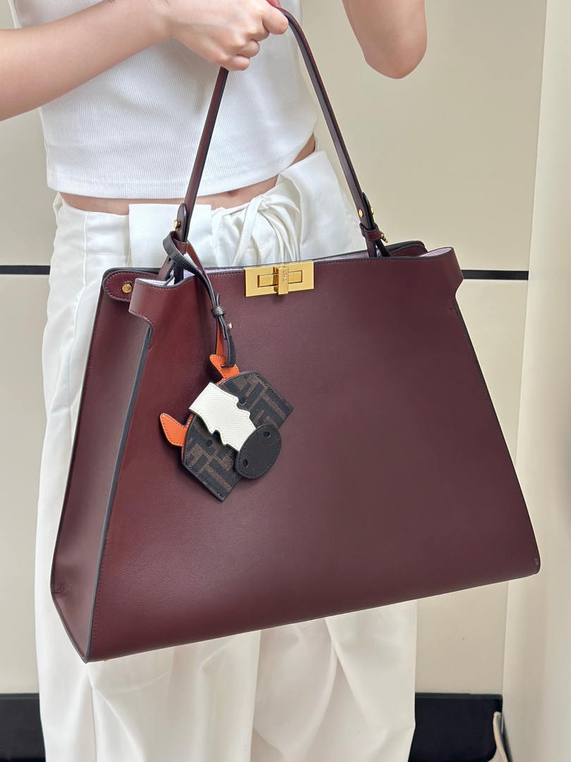 Fendi 8BN369 Fendi Way Large Dark brown leather and violet suede bag
