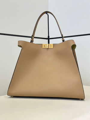 Fendi 8BN369 Fendi Way Large Cappuccino and  forest leather Green suede bag - Default Title - View 2