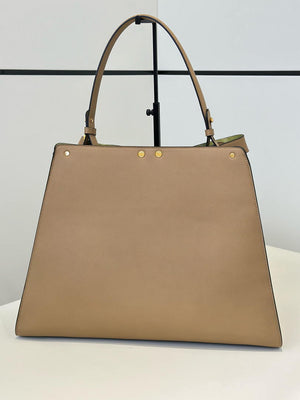 Fendi 8BN369 Fendi Way Large Cappuccino and  forest leather Green suede bag - Default Title - View 4