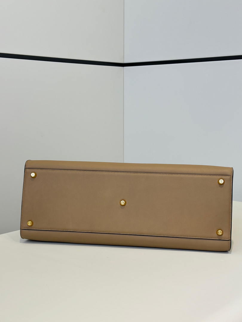 Fendi 8BN369 Fendi Way Large Cappuccino and  forest leather Green suede bag