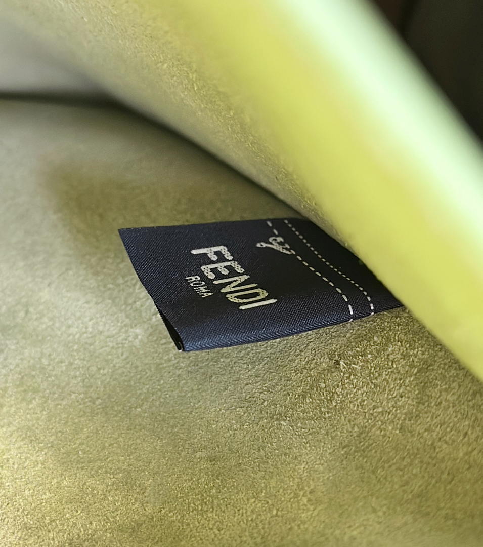 Fendi 8BN369 Fendi Way Large Cappuccino and  forest leather Green suede bag