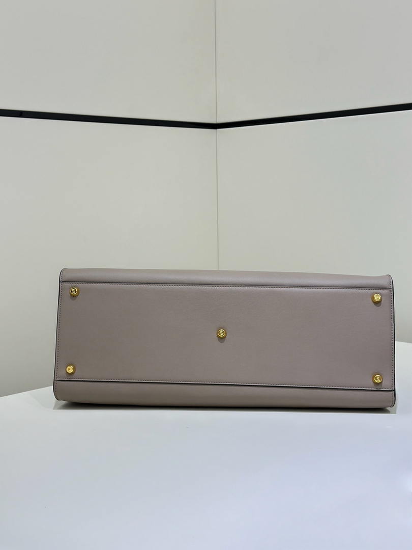 Fendi 8BN369 Fendi Way Large Dove gray leather and neon blue suede bag