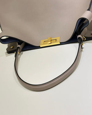Fendi 8BN369 Fendi Way Large Dove gray leather and neon blue suede bag - Default Title - View 6