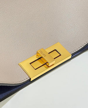 Fendi 8BN369 Fendi Way Large Dove gray leather and neon blue suede bag - Default Title - View 7