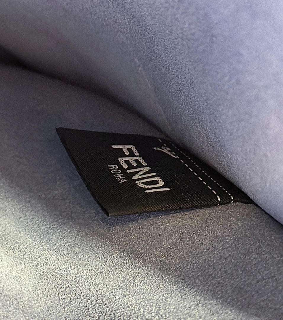 Fendi 8BN369 Fendi Way Large Dove gray leather and neon blue suede bag