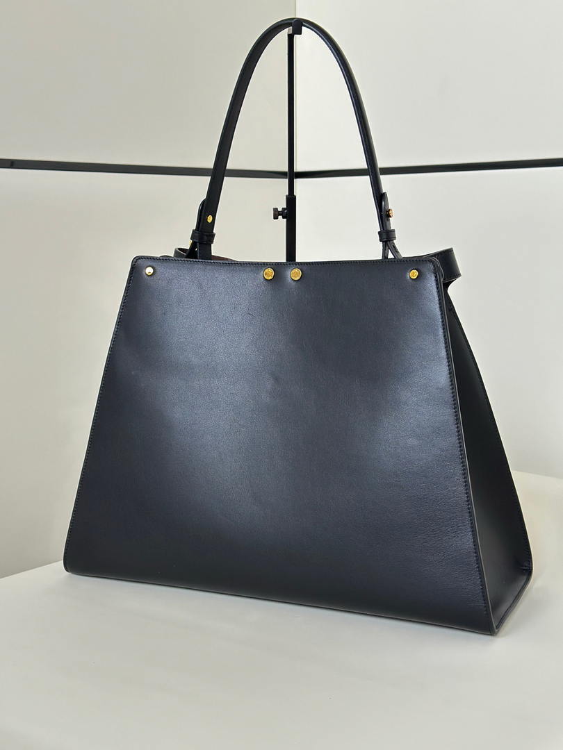 Fendi 8BN369 Fendi Way Large Black  leather and chocolate suede bag