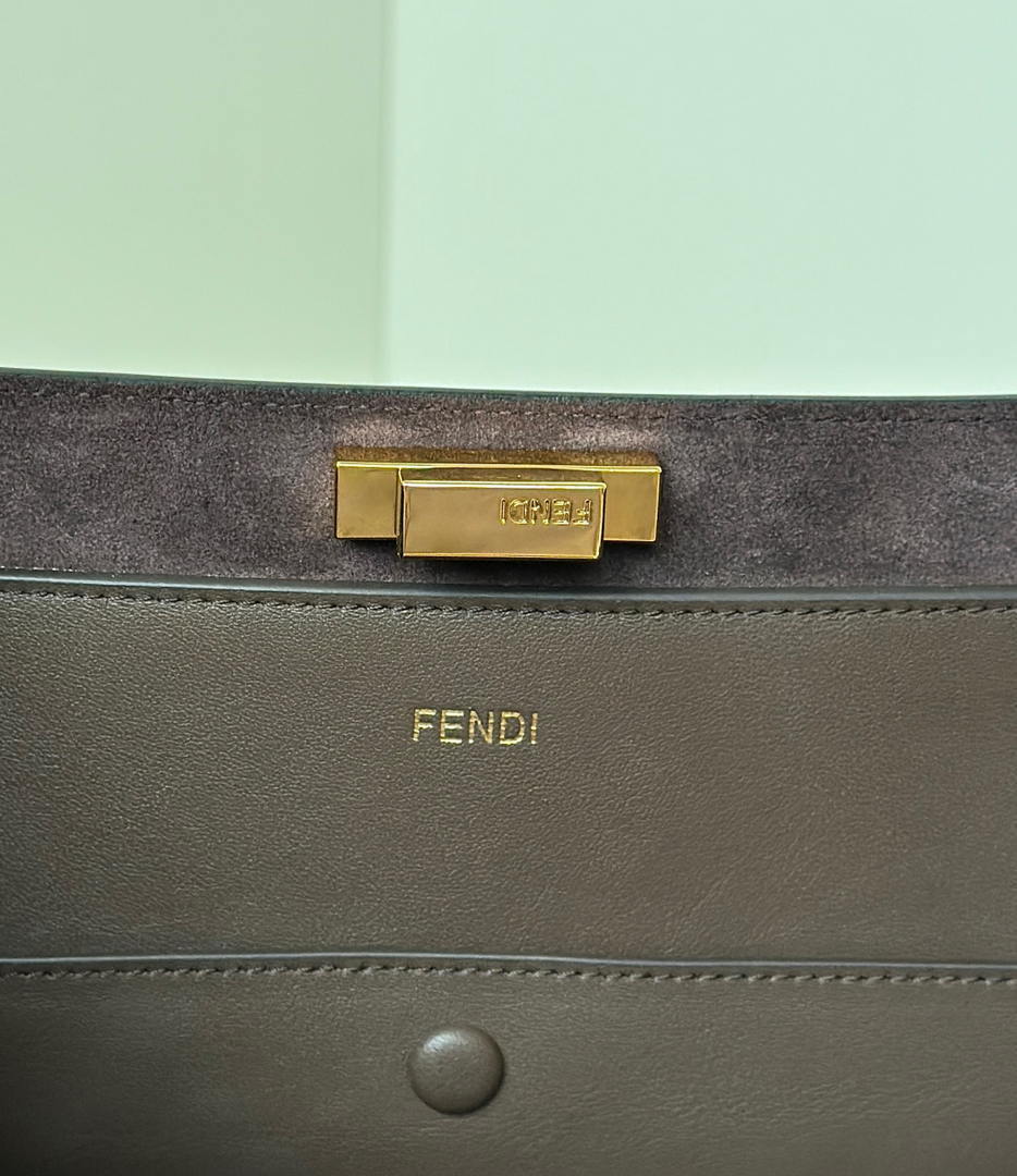 Fendi 8BN369 Fendi Way Large Black  leather and chocolate suede bag