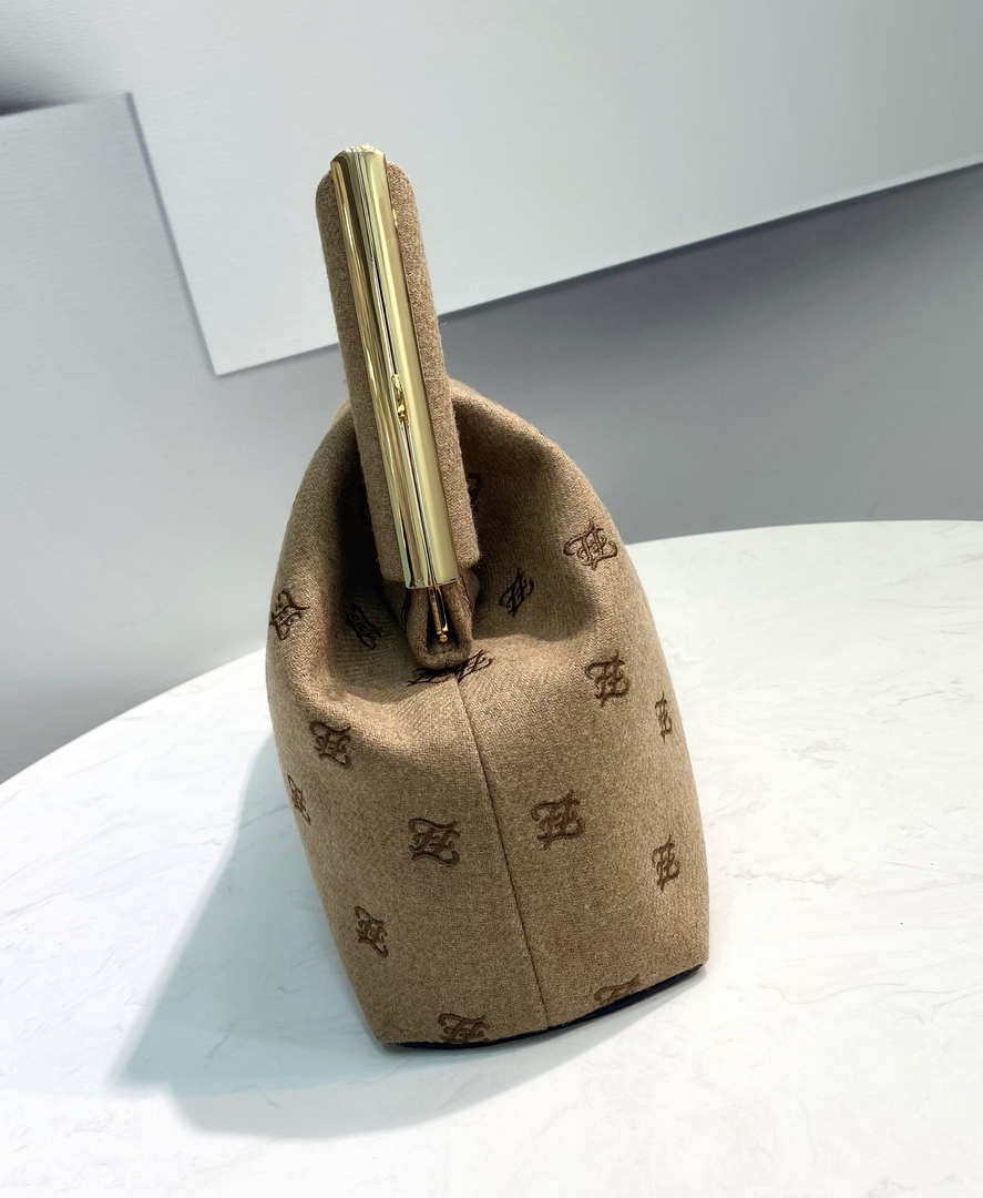 Fendi 8BP127 Fendi First Medium Beige flannel bag with embroidery - Default Title - View 4