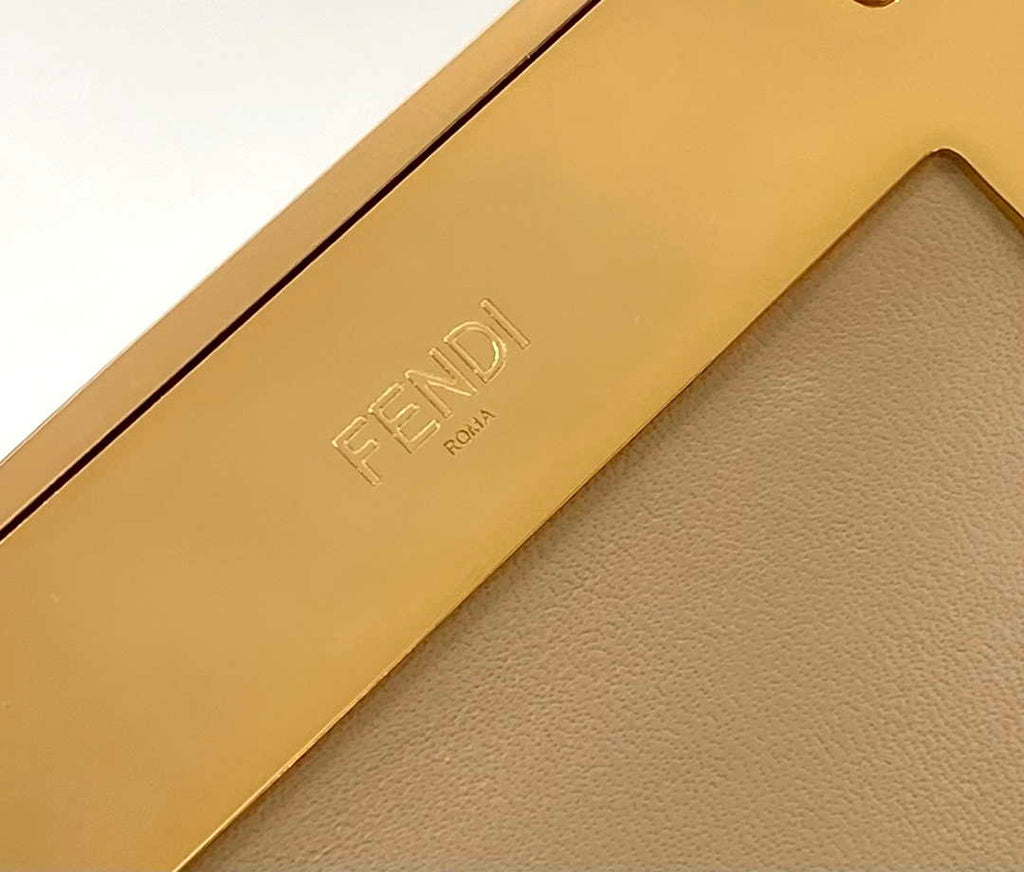 Fendi 8BP127 Fendi First Medium Beige flannel bag with embroidery