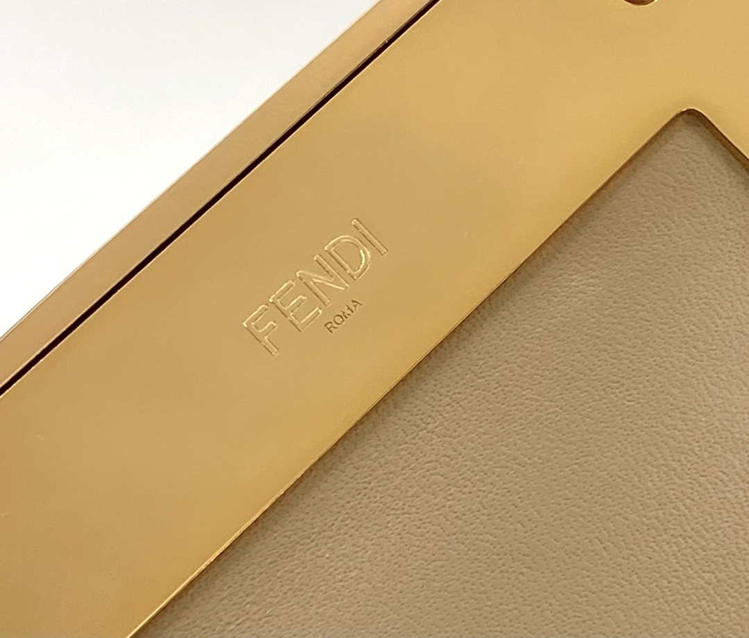 Fendi 8BP127 Fendi First Medium Beige flannel bag with embroidery - Default Title - View 7
