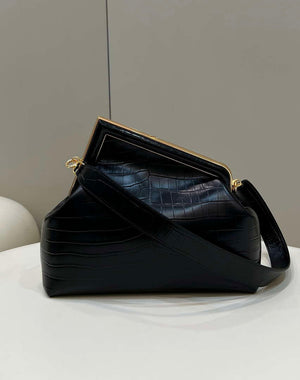 Fendi 8BP127 FENDI FIRST Medium Black Crocodile leather bag - Default Title - View 3