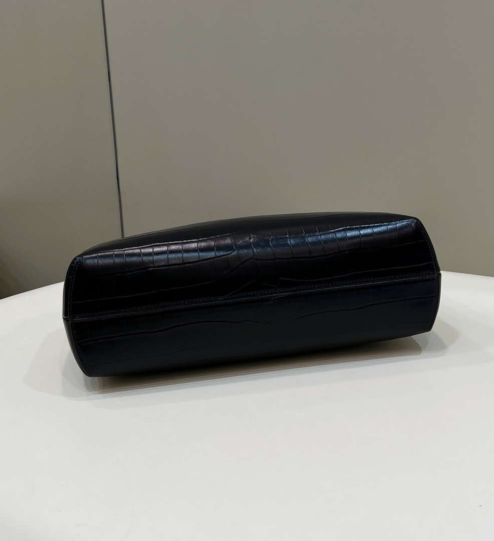 Fendi 8BP127 FENDI FIRST Medium Black Crocodile leather bag