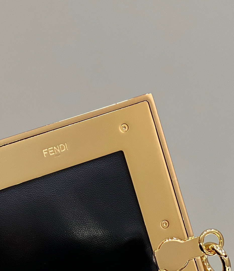 Fendi 8BP127 FENDI FIRST Medium Black Crocodile leather bag