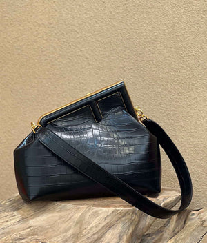 Fendi 8BP127 FENDI FIRST Medium Black Crocodile leather bag - Default Title - View 1