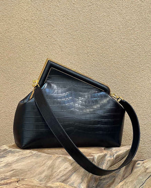 Fendi 8BP127 FENDI FIRST Medium Black Crocodile leather bag - Default Title - View 2