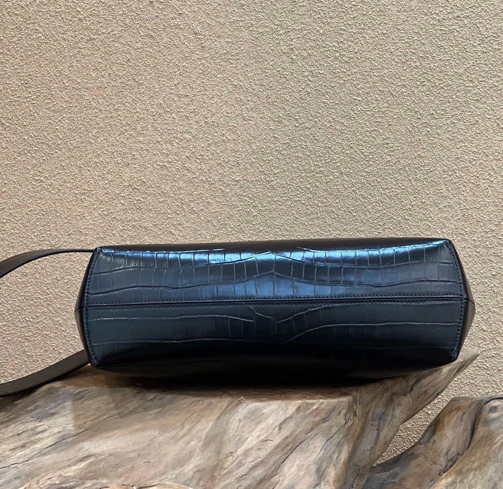 Fendi 8BP127 FENDI FIRST Medium Black Crocodile leather bag