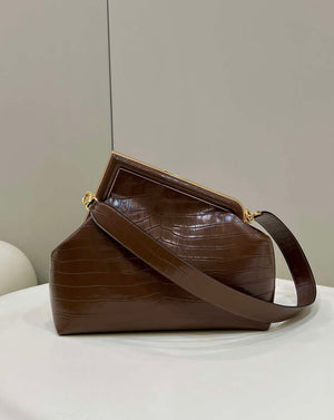 Fendi 8BP127 FENDI FIRST Medium Brown Crocodile leather bag - Default Title - View 3