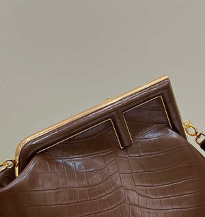 Fendi 8BP127 FENDI FIRST Medium Brown Crocodile leather bag - Default Title - View 5