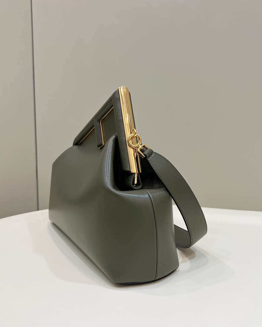 Fendi 8BP127 FENDI FIRST Medium Dark Green leather bag
