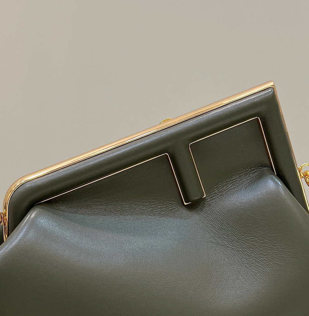 Fendi 8BP127 FENDI FIRST Medium Dark Green leather bag
