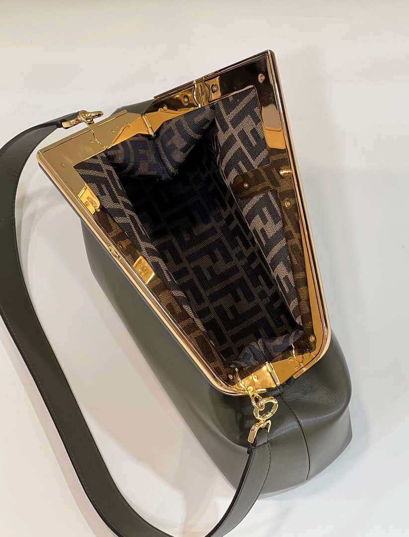 Fendi 8BP127 FENDI FIRST Medium Dark Green leather bag