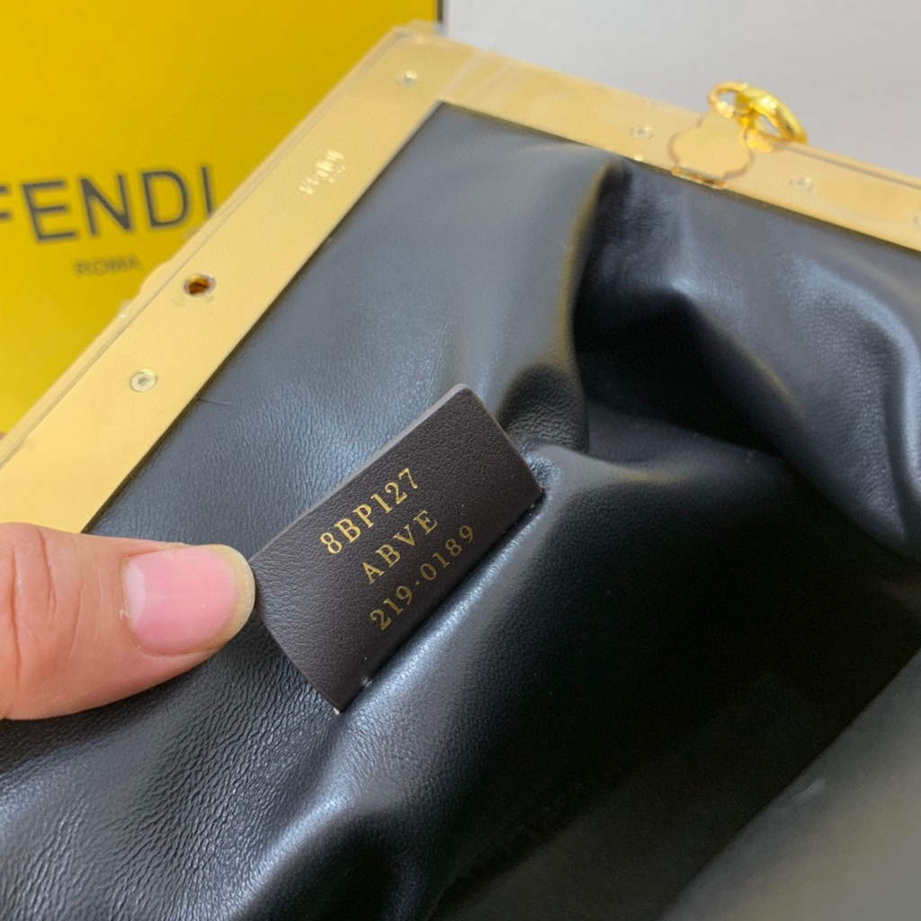 Fendi 8BP127 Fendi First Medium Fox fur Black Bag