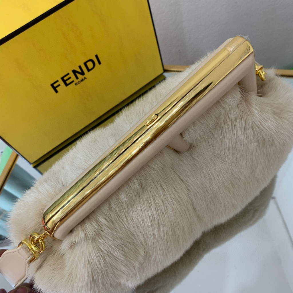 Fendi 8BP127 Fendi First Medium Fox fur Beige Bag