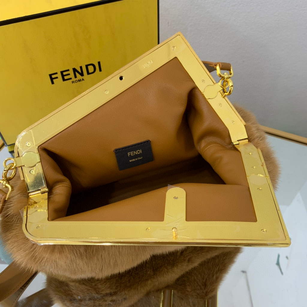 Fendi 8BP127 Fendi First Medium Fox fur Brown Bag