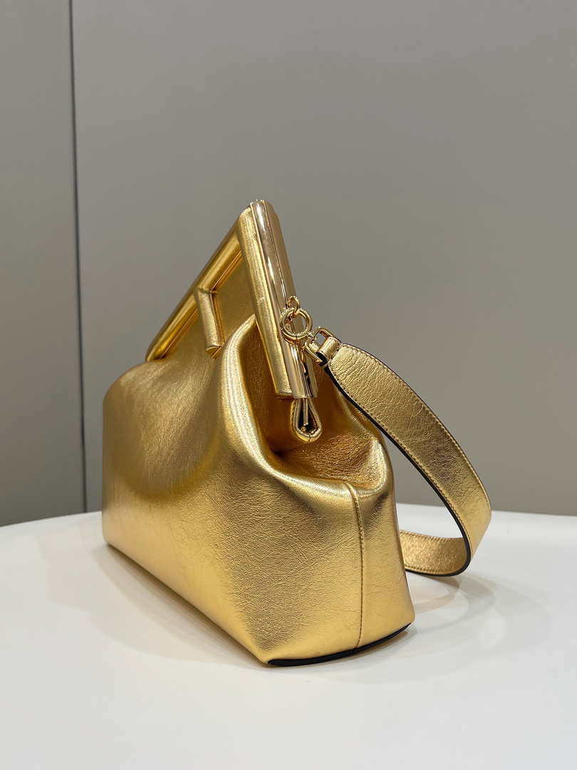 Fendi 8BP127 FENDI FIRST Medium Gold laminated leather bag - Default Title - View 3