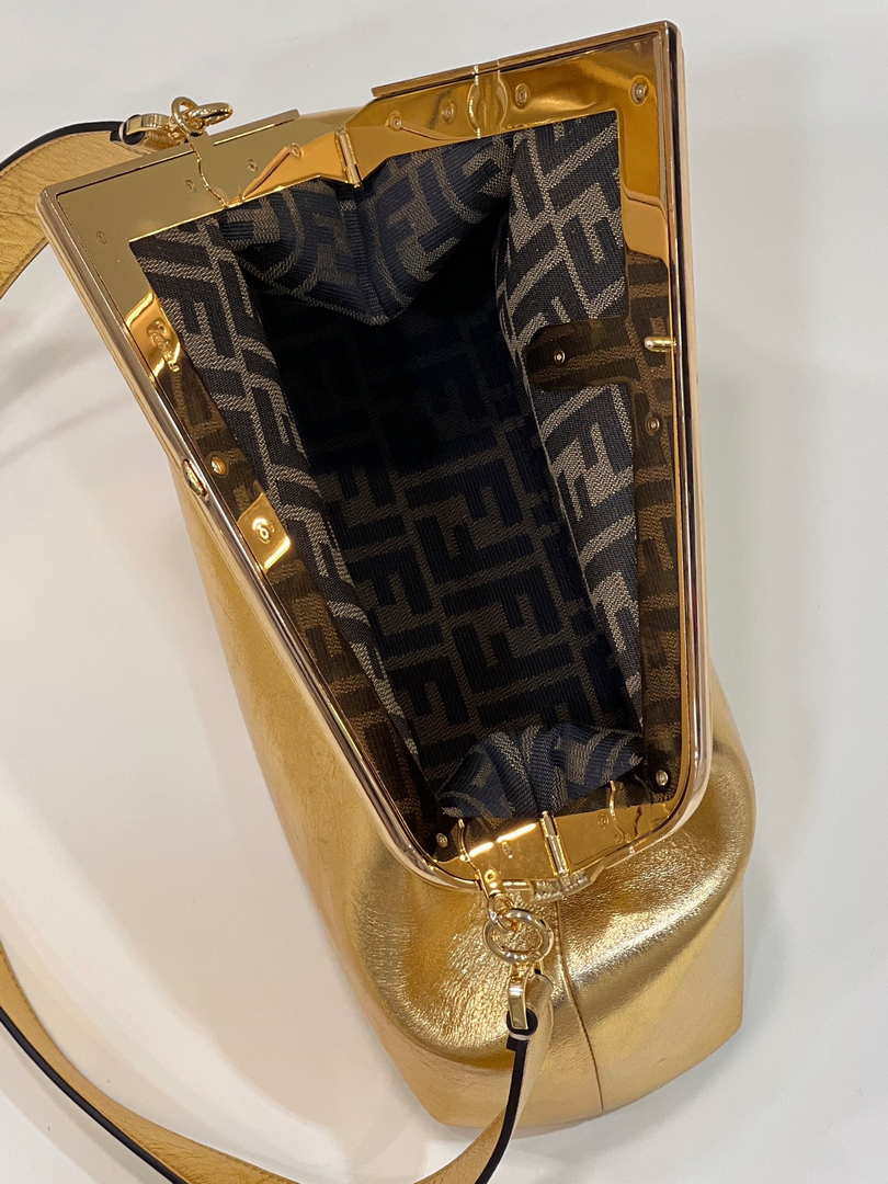 Fendi 8BP127 FENDI FIRST Medium Gold laminated leather bag - Default Title - View 9