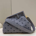Fendi 8BP127 Fendi First Medium Gray flannel bag with embroidery - Default Title - View 1