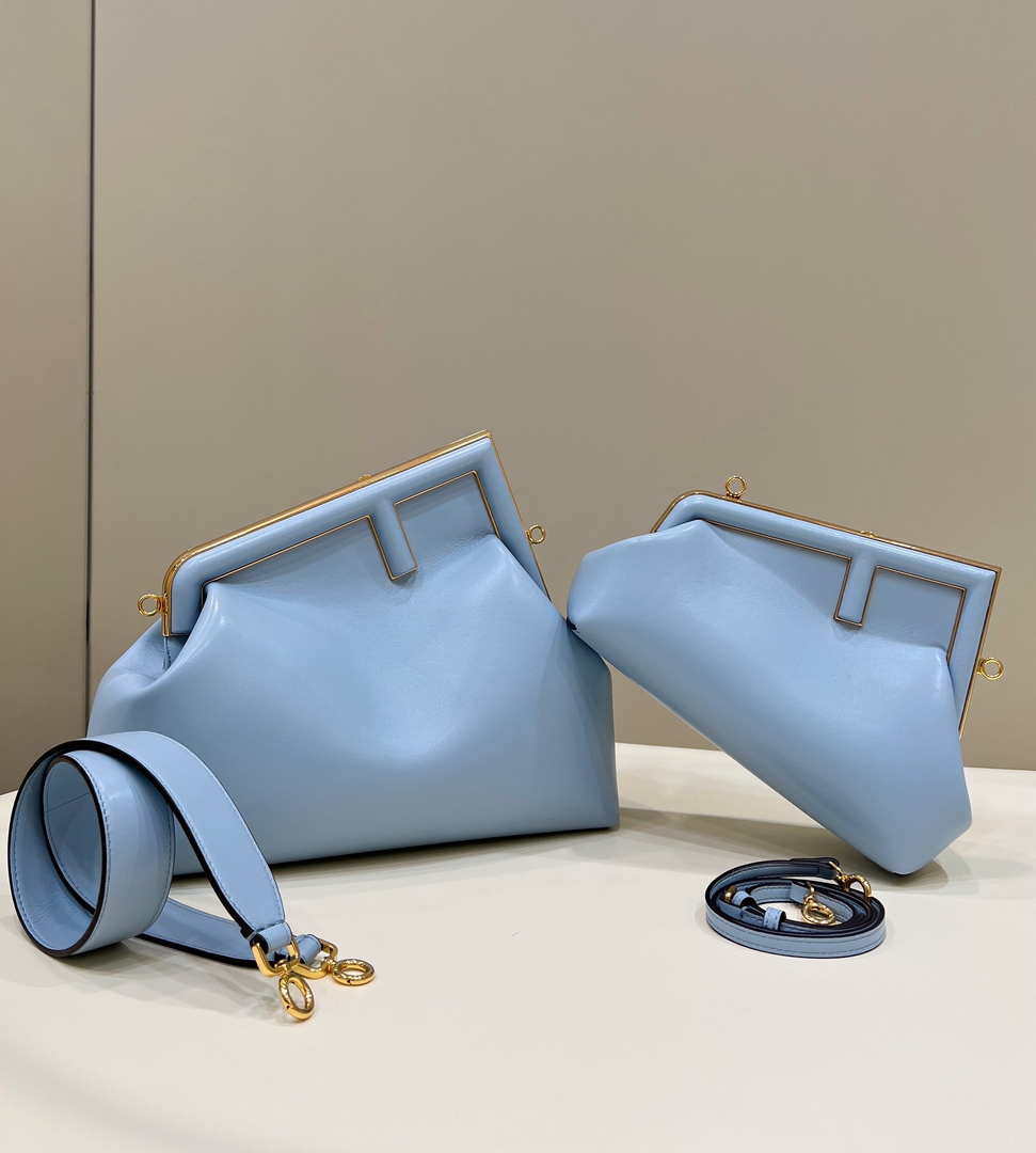 Fendi 8BP127 FENDI FIRST Medium Light Blue leather bag