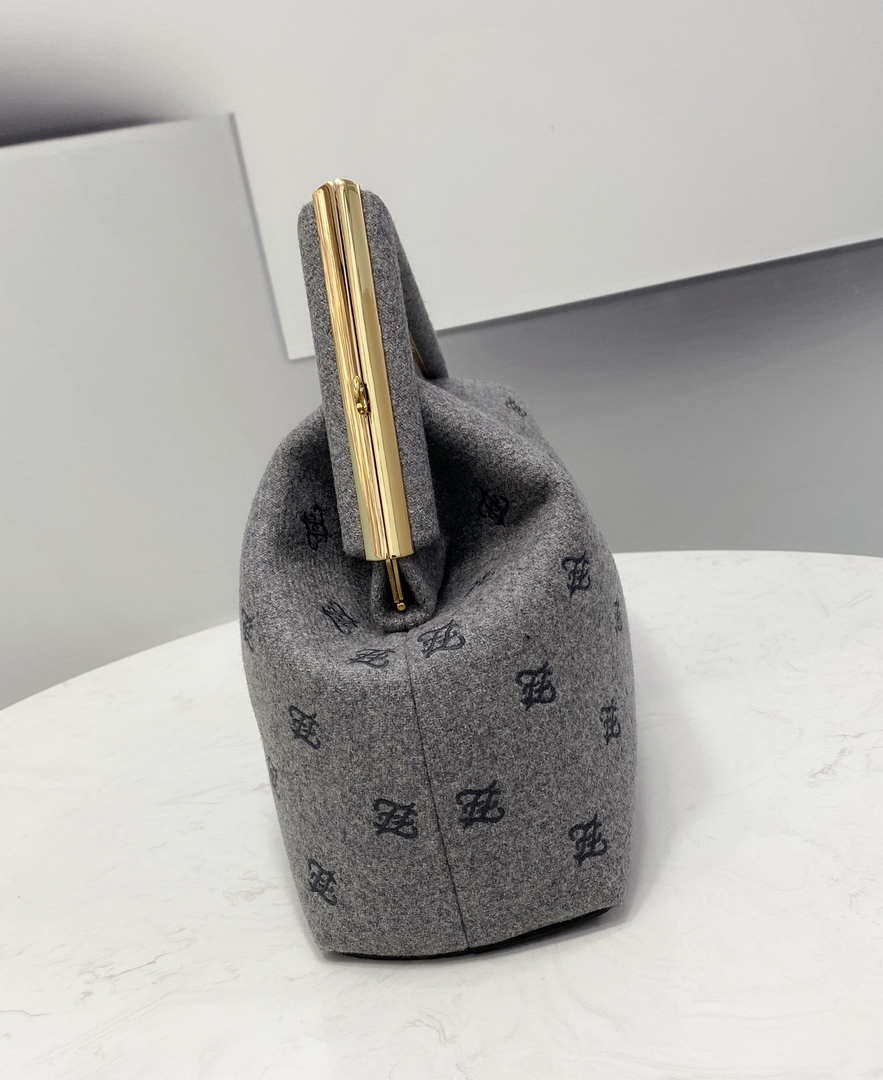 Fendi 8BP127 Fendi First Medium Light Gray flannel bag with embroidery