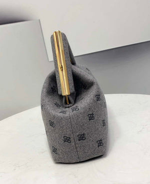Fendi 8BP127 Fendi First Medium Light Gray flannel bag with embroidery - Default Title - View 5