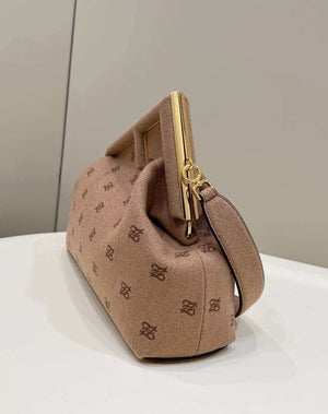 Fendi 8BP127 Fendi First Medium Light Pink flannel bag with embroidery - Default Title - View 3