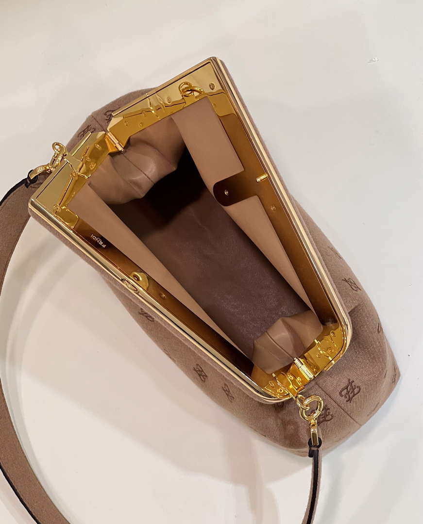 Fendi 8BP127 Fendi First Medium Light Pink flannel bag with embroidery