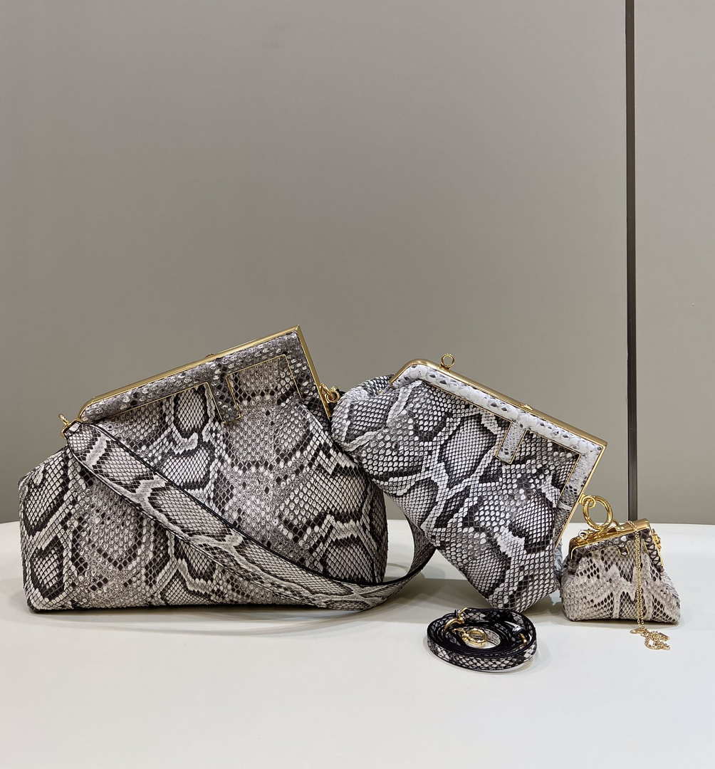 Fendi 8BP127 FENDI FIRST Medium Natural python leather bag - Default Title - View 1