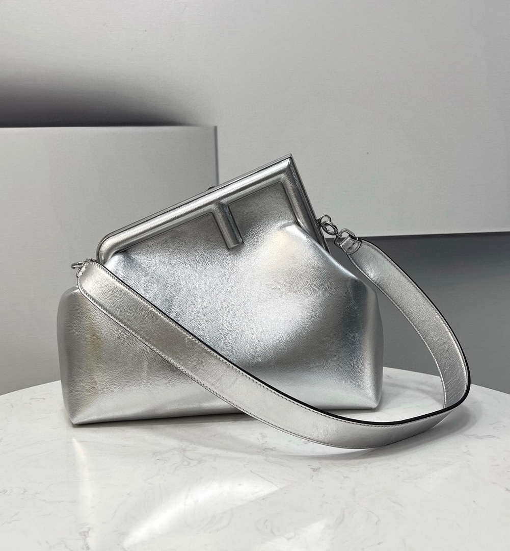 Fendi 8BP127 FENDI FIRST Medium Silver laminated leather bag - Default Title - View 2