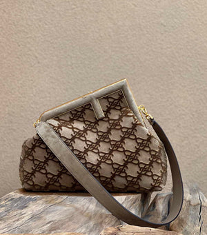 Fendi 8BP129 Fendi First Small Khaki suede bag - Default Title - View 2