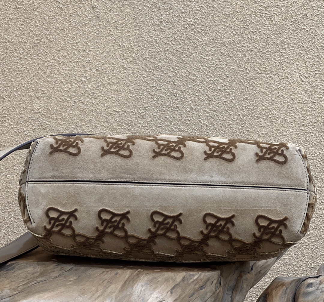 Fendi 8BP129 Fendi First Small Khaki suede bag