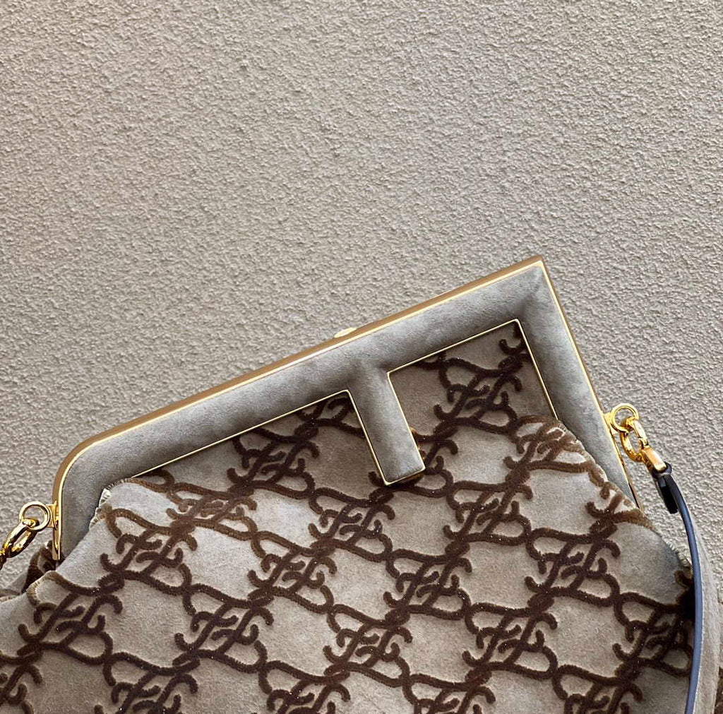 Fendi 8BP129 Fendi First Small Khaki suede bag