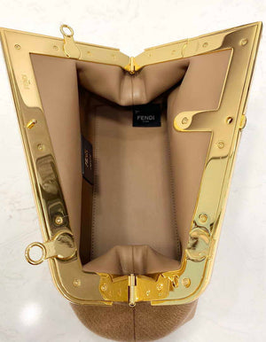 Fendi 8BP129 Fendi First Small Beige flannel bag with embroidery - Default Title - View 9